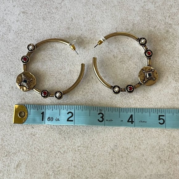 Luv AJ Bohemian Stone Gold Hoop Earrings - Picture 6 of 6